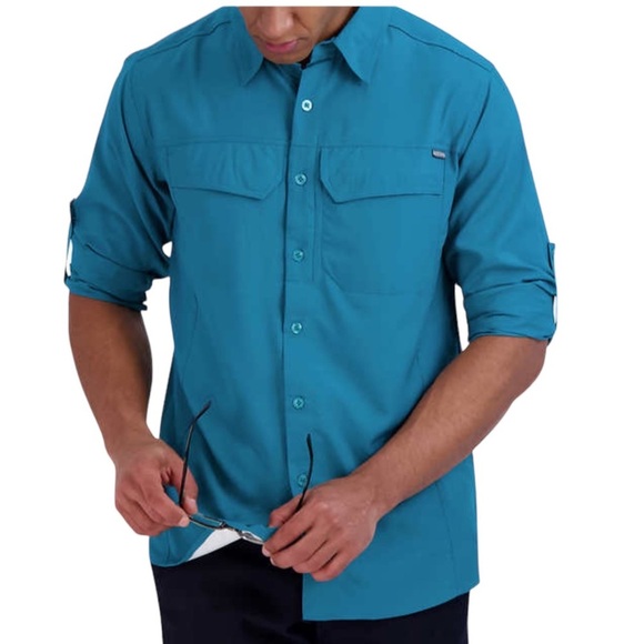 Men's Pacific Trail XXL Button Front Shirt Green Rolled Long / Short Sleeve NWT - Picture 5 of 11